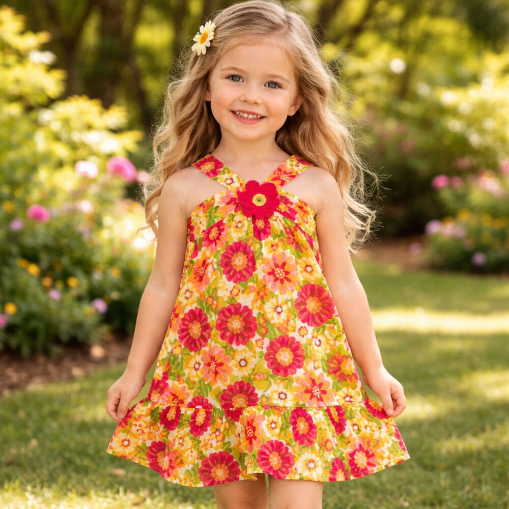 NWT Girls 4T Floral Sundress Toddler Summer Dress Cotton Party Playdate Outfit